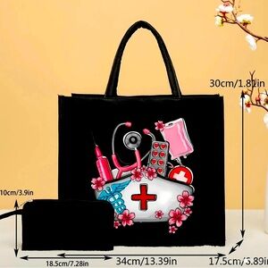2pcs Nurse Theme Tote Bag
